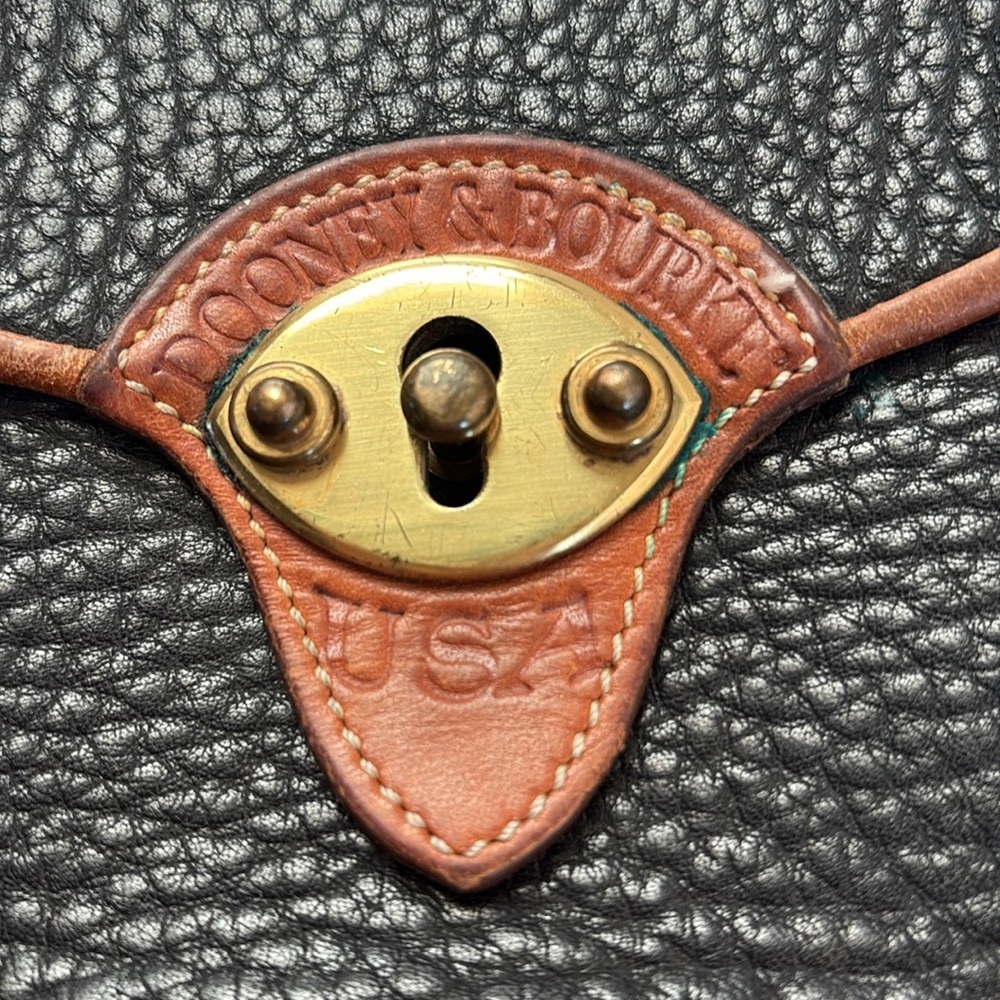 Vintage Dooney & Bourke black leather brown strap and accent mini crossbody - Picture 2 of 16